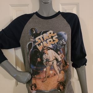 *Star Wars T-shirt Lucas films Ltd trademark 3/4 Sleeve Adult Sz S